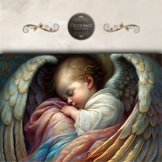 Sleeping Baby Angel Wings Decoupage Tissue Paper (Sleeping Baby Angel Wings Decoupage Tissue Paper)