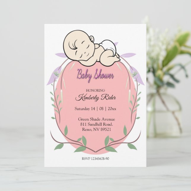 Sleeping Baby Baby Shower Invitation (Standing Front)