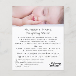 Sleeping Baby Babysitting, Daycare, Nursery Advert Flyer