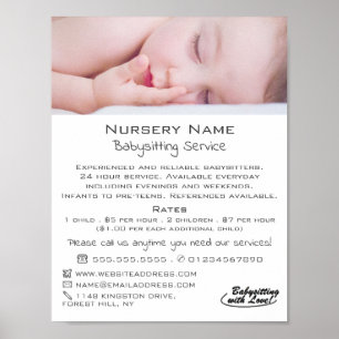 Sleeping Baby Babysitting, Daycare, Nursery Advert Poster