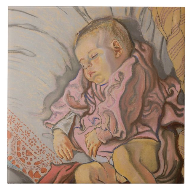 Sleeping Baby Boy Ceramic Tile (Front)