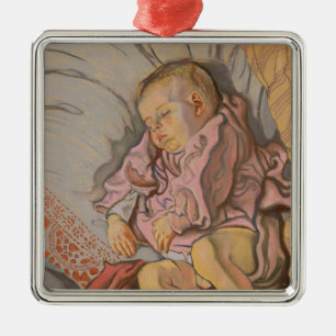 Sleeping Baby Boy Metal Ornament
