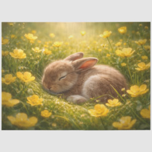 Sleeping Baby Bunny in Buttercups Spring Meadow Tissue Paper