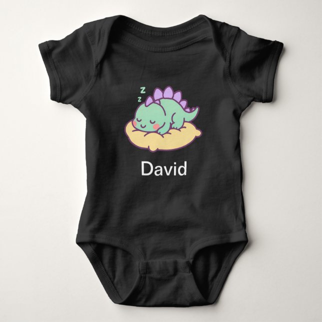 Sleeping Baby Dino on Pillow   Bodysuit (Front)