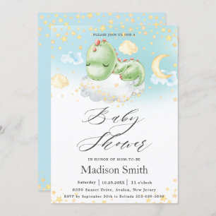Sleeping Baby Dinosaur Cute Boy Baby Shower Invitation