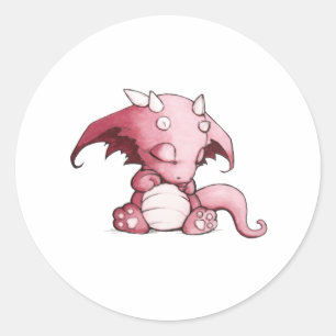 sleeping baby dragon classic round sticker