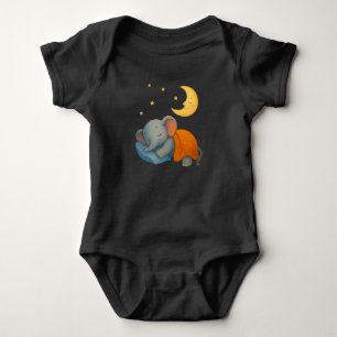 Sleeping Baby Elephant Under the Moon – Cute Dream Bodysuit