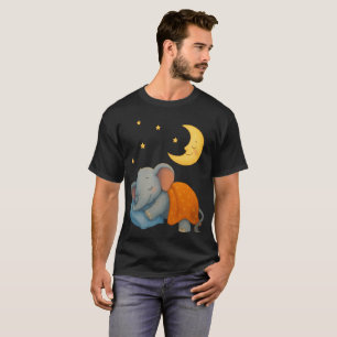 Sleeping Baby Elephant Under the Moon – Cute Dream T-Shirt