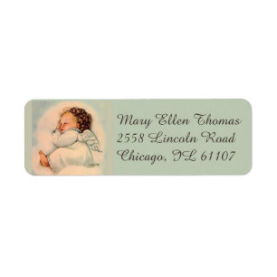 Sleeping Baby Girl Angel Vintage Religious Return Address Label