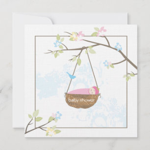 Sleeping Baby Girl Baby Shower Invitation