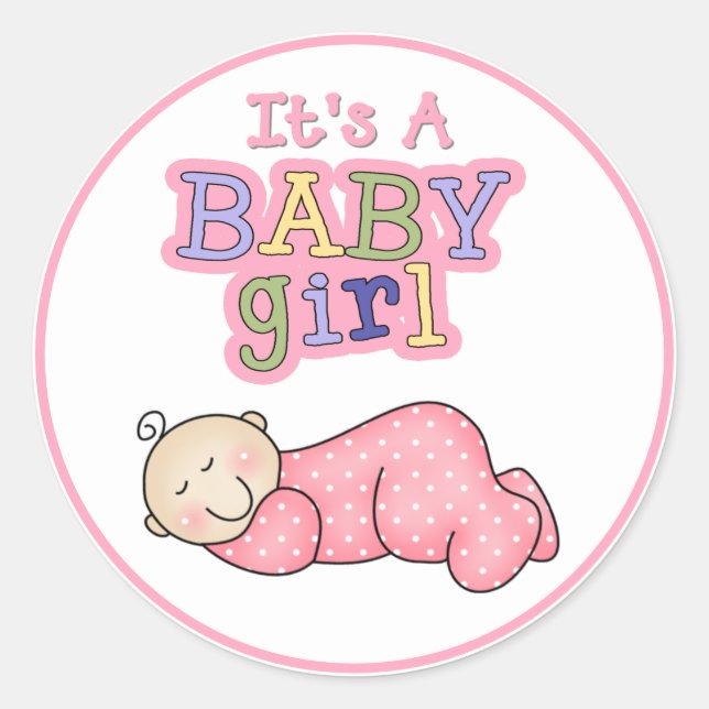Sleeping Baby Girl Sticker (Front)