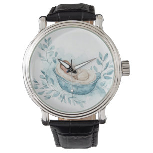 Sleeping Baby in Blue Cradle Watch