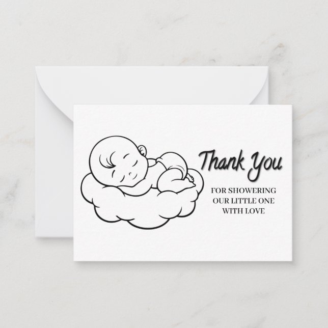 Sleeping Baby On Cloud Thank You Card (Front)