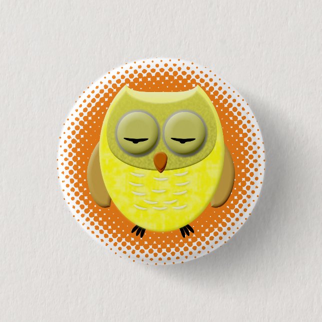 Sleeping Baby Owl Cartoon 3 Cm Round Badge (Front)
