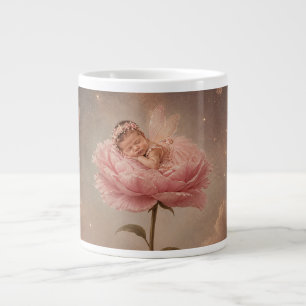 Sleeping baby pink flower large coffee mug