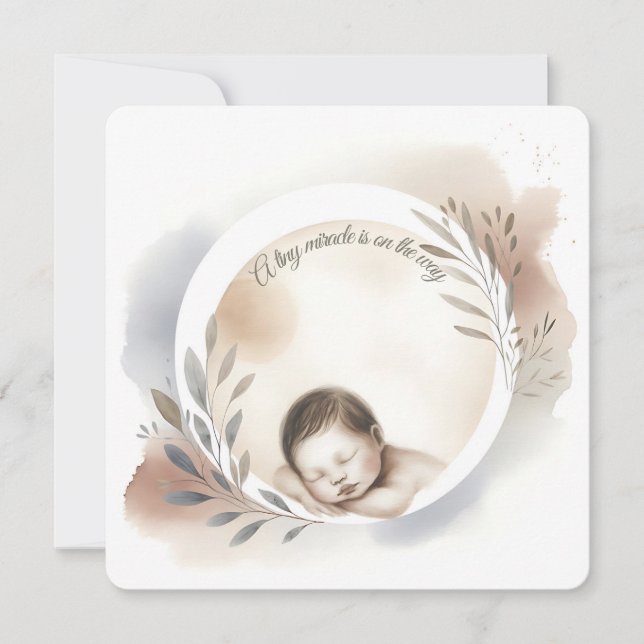 Sleeping Baby Watercolor Illustration Invitation (Front)