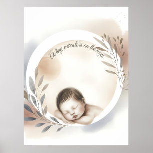 Sleeping Baby Watercolor Illustration Poster