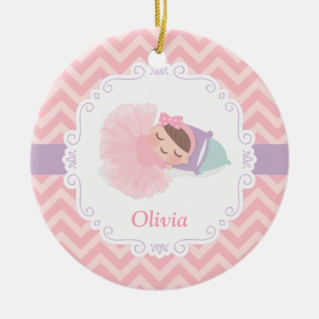 Sleeping Ballerina Baby Girl Personalised Ornament (Front)
