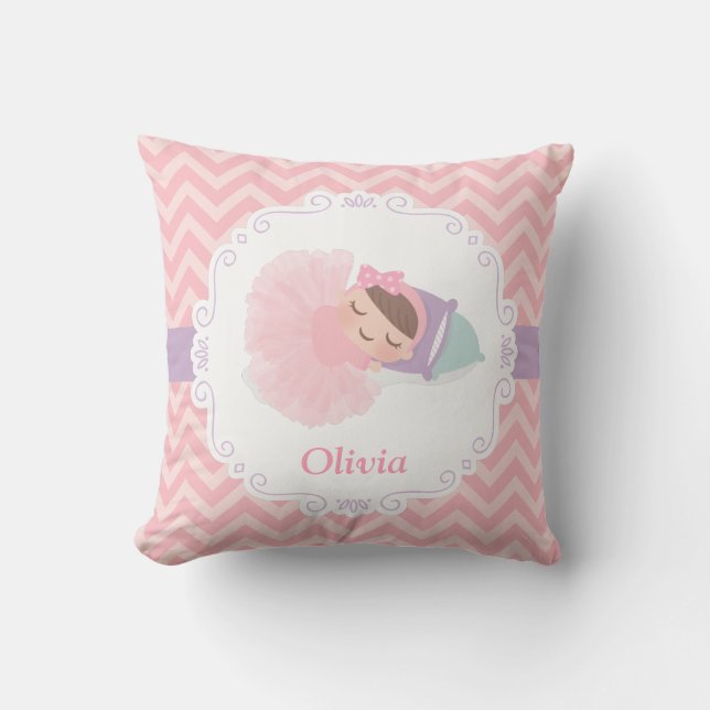 Sleeping Ballerina Baby Girl Room Decor Pillow (Front)