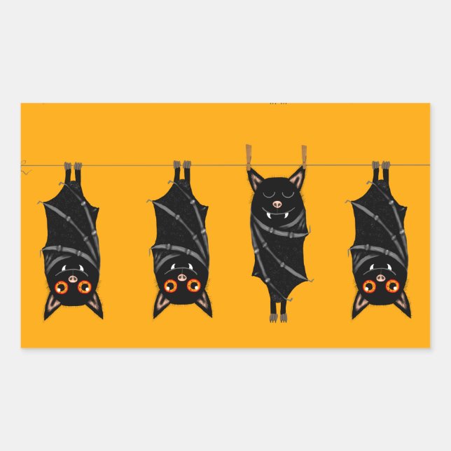 sleeping bats rectangular sticker (Front)