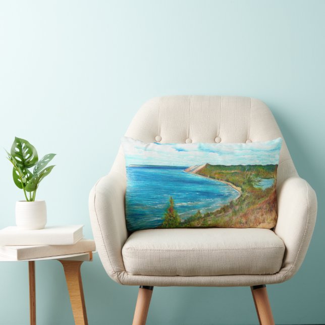 Sleeping Bear Dunes Lakeshore Michigan Beach Lumbar Cushion (Chair)