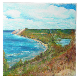 Sleeping Bear Dunes Lakeshore Michigan Beach Park  Ceramic Tile
