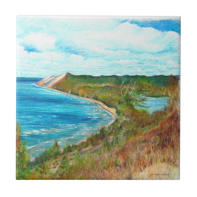 Sleeping Bear Dunes Lakeshore Michigan Beach Park Ceramic Tile (Front)