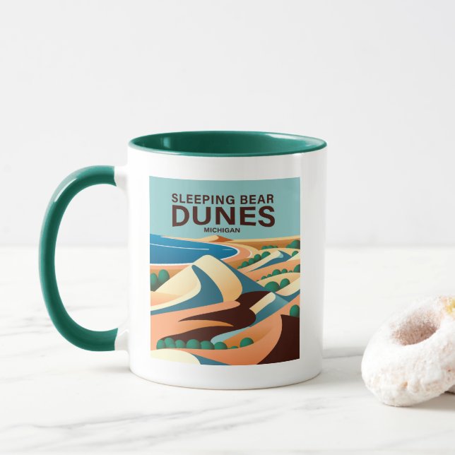 Sleeping Bear Dunes Michigan Mug (With Donut)