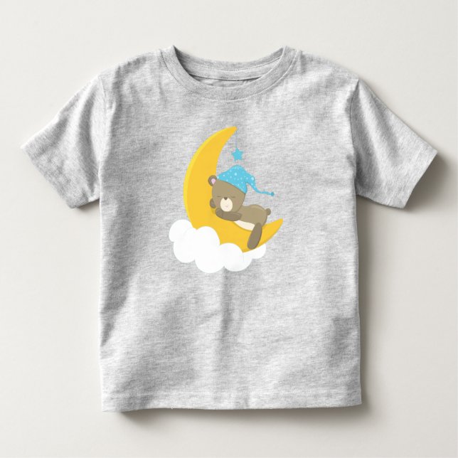 Sleeping Bear, Little Bear, Bear On The Moon Toddler T-Shirt (Front)