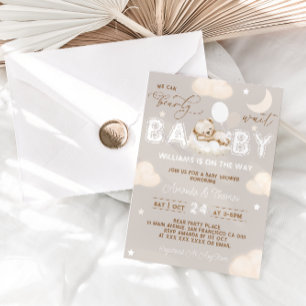 Sleeping Bear Neutral Balloons Baby Shower Invitation