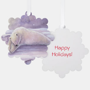 Sleeping Bear Polar Bear Christmas Art Tree Decoration Card