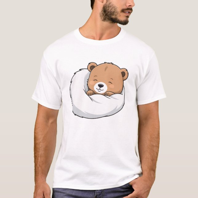 Sleeping Bear with Blanket a018 T-Shirt (Front)