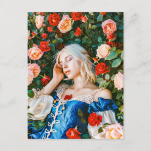 Sleeping Beauty Among Roses Postcard
