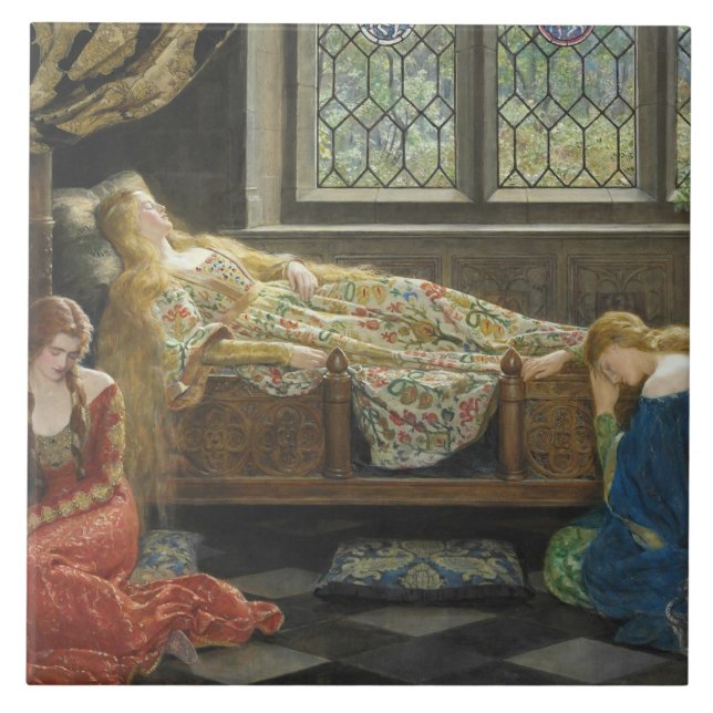 Sleeping Beauty (by John Collier) Ceramic Tile (Front)