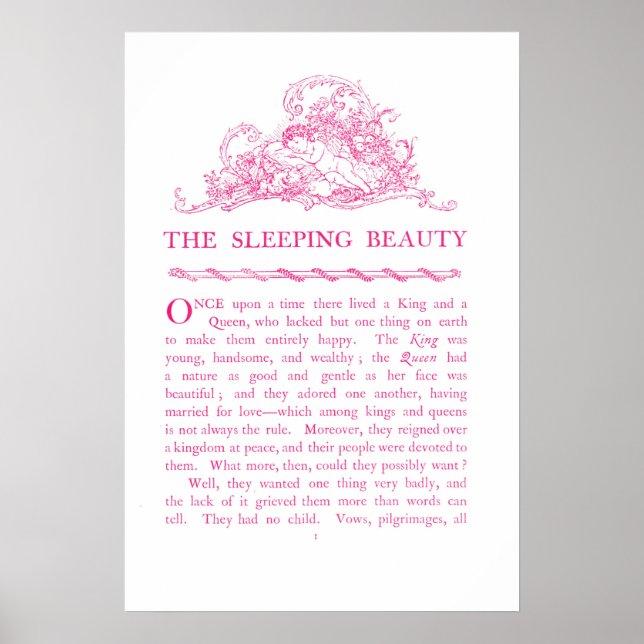 Sleeping Beauty Fairy Tale Book Pink Poster (Front)
