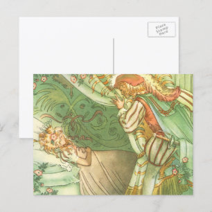 Sleeping Beauty Princess, Vintage Fairy Tale Postcard