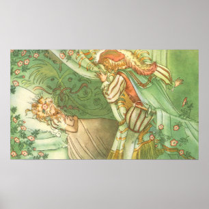 Sleeping Beauty Princess, Vintage Fairy Tale Poster