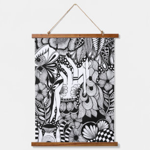 Sleeping beauty – Surreal Black and White Botanic Hanging Tapestry