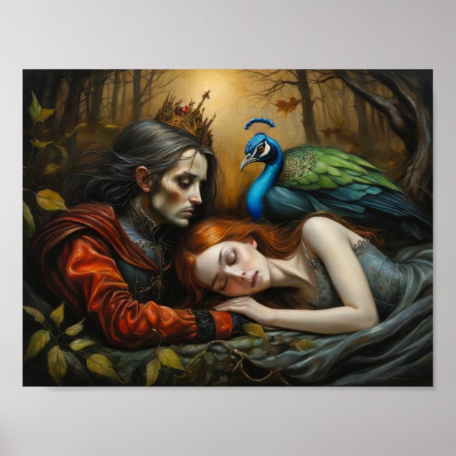 Sleeping Beauty tale wit peacock and prince  Poster (Front)