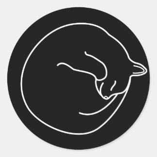 Sleeping Black Cat Classic Round Sticker