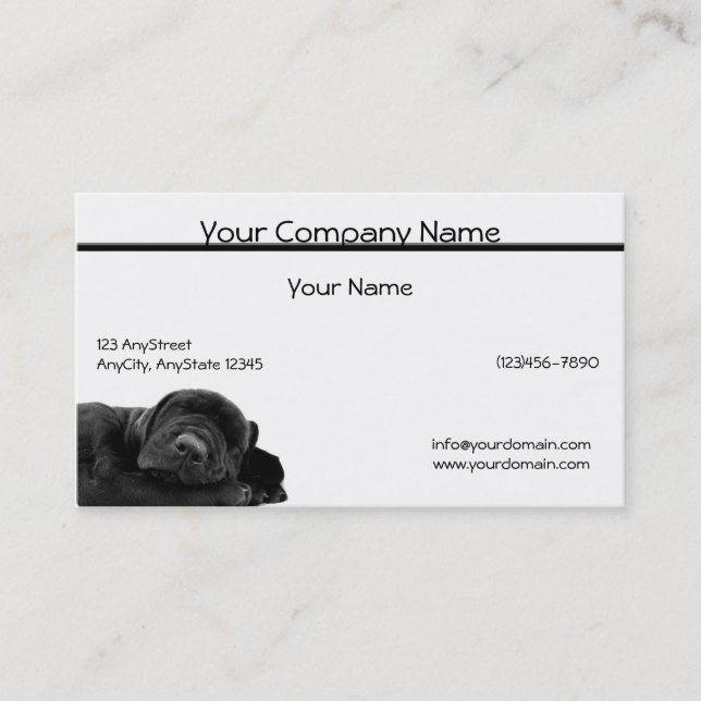 Sleeping Black Puppy Business Card (Front)