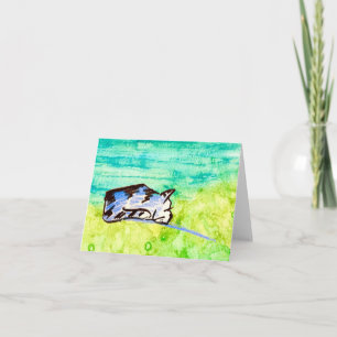 Sleeping Blue Cat Folded Note Card