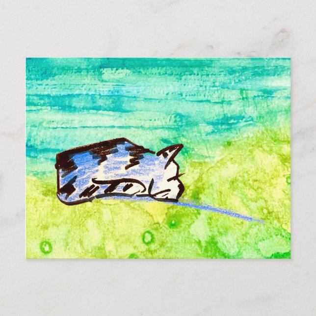 Sleeping Blue Cat  Postcard (Front)