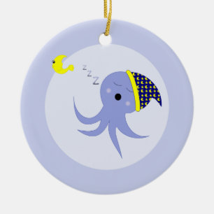 Sleeping Blue Octopus Ceramic Ornament