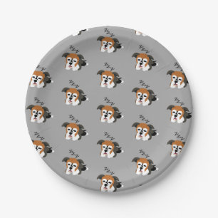 Sleeping Boxer Dog Puppy Animal Lover ZZZ Pet Paper Plate