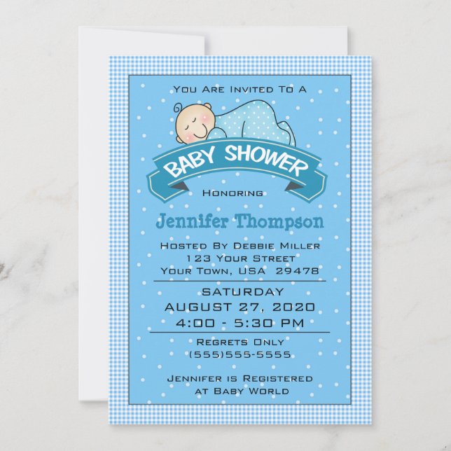 Sleeping Boy Baby Shower Invitation (Front)