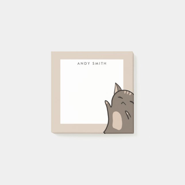 Sleeping Brown Cat Personalised Post-it Notes (Front)