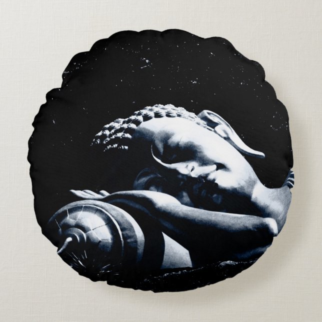Sleeping Buddha under the stars (Wellbeing) Round Cushion (Front)