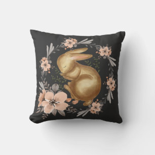Sleeping Bunny and Flowers Cushion