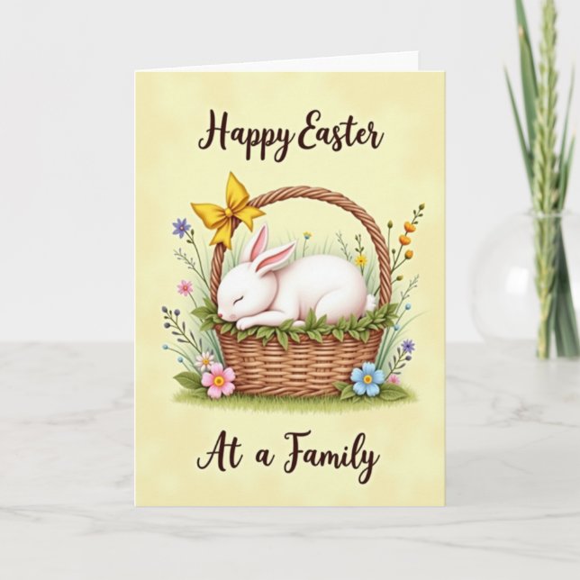 Sleeping Bunny Floral Basket Card (Front)